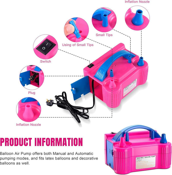 Portable 600W Electric Balloon Pump Inflator Air High Power Blower Party