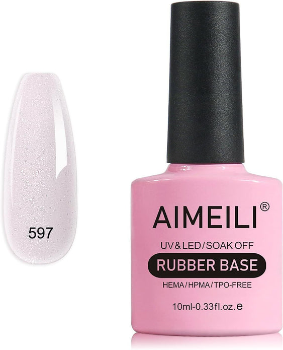 AIMEILI 5 in 1 Rubber Base Gel For Nails, Sheer Color Polish UV LED Soak Off 575