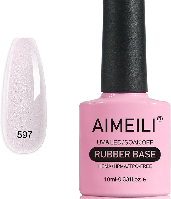 AIMEILI 5 in 1 Rubber Base Gel For Nails, Sheer Color Polish UV LED Soak Off 575