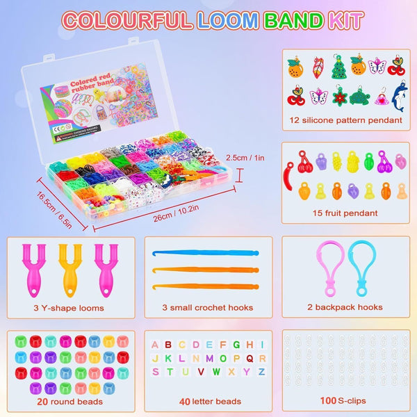 Loom Bands Kit Rubber Bands Kit for GirlsBoys 31 Colors with Clips Charms Beads 