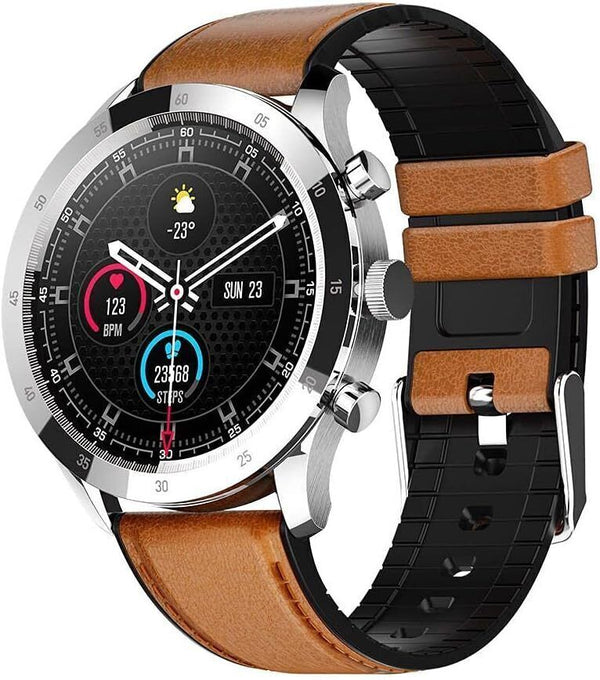 COLMI SKY5 Plus Black Dial Brown Leather Strap Watch