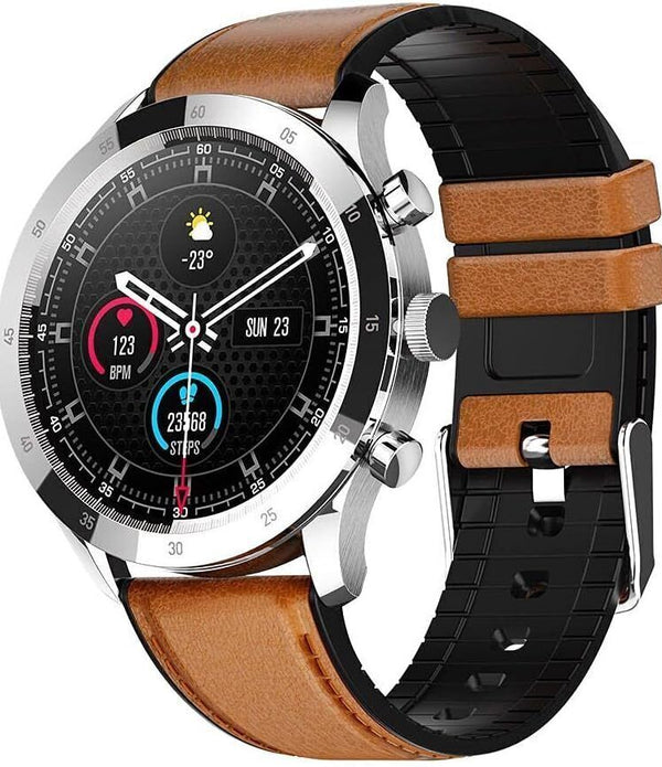 COLMI SKY5 Plus Black Dial Brown Leather Strap Watch