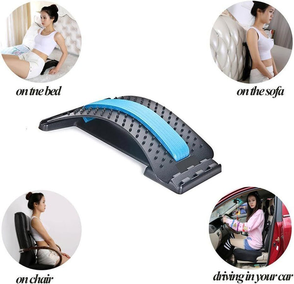 Anself Back Stretcher Posture Massager Lumbar Support Pain Relief Blue