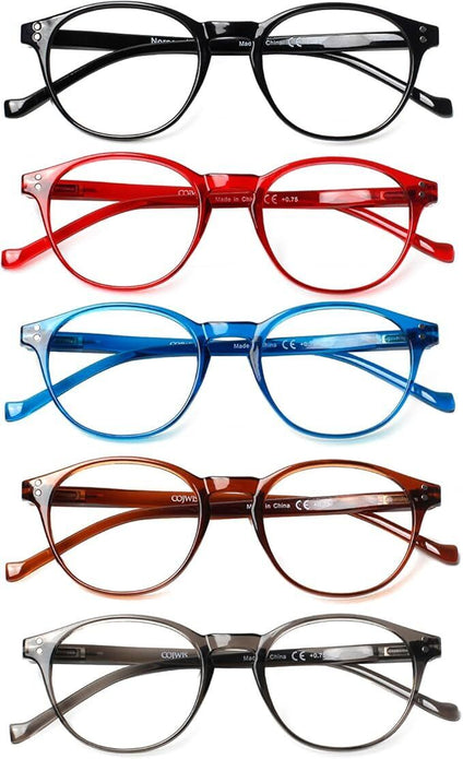 Kerecsen 5 Pack Rectangular Retro Style Men Reading Glasses +2.50 Multicolour