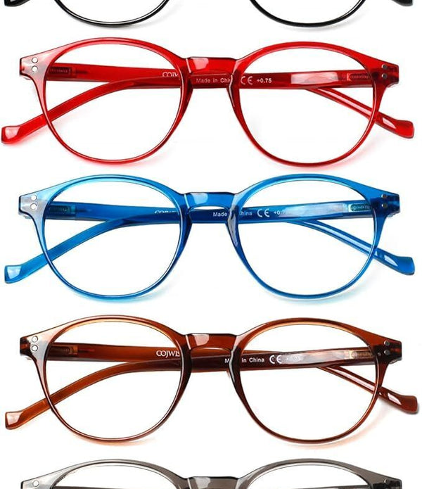 Kerecsen 5 Pack Rectangular Retro Style Men Reading Glasses +2.50 Multicolour