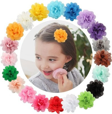 Discoball 20Pcs Chiffon Flower Hair Clips Multicolor For Babies & Toddlers