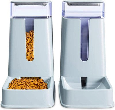 Automatic Pet Food Feeder & Water Dispenser Set 3.8L Light Grey