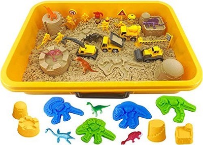 BALOBOO Dinosaur Toys Kids 3-8 Sensory Tuff Tray Sand Construction Vehicles Set