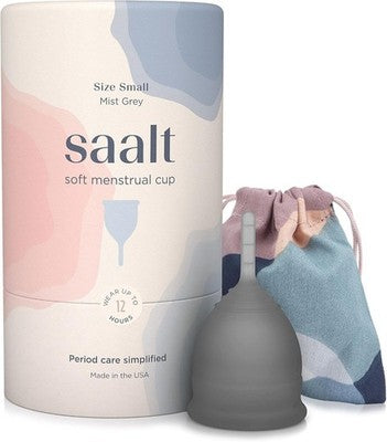 Saalt Soft Menstrual Cup Small Grey Super Soft Flexible Sensitive Cup Made USA