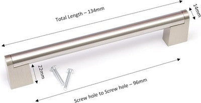 Brushed Stainless Steel Cabinet Boss Bar Door Handle 96mm Hole Centres