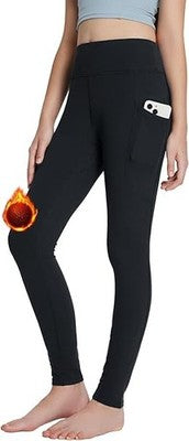 BALEAF Youth Girls Fleece Lined Leggings XS Black High Waisted Warm