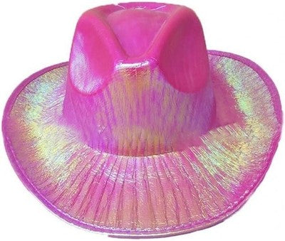 Neon Sparkly Glitter Space Cowboy Hat Fun Metallic Shiny Cowgirl Hat, Unisex