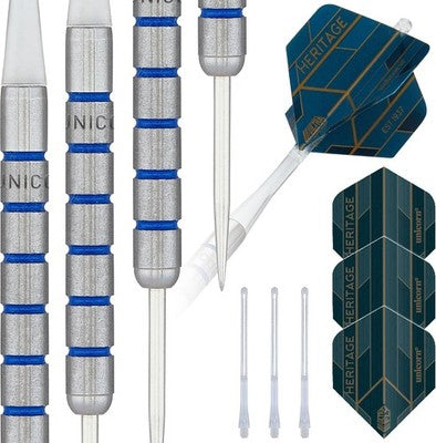 Unicorn Steel Tip Darts Set Heritage Maestro 1985 80% Tungsten Blue 22g