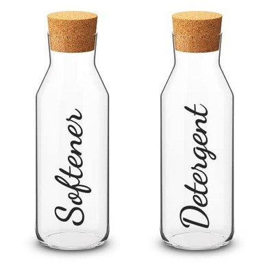 GPG Glass & Cork Storage Jars 2pc 1L Kitchen Bottles Softener Detergent