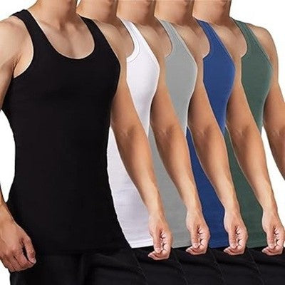 FALARY Men's Cotton Vest Tops Pack of 5 Tank Shirts 4XL Multi-Colour