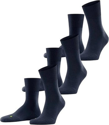 FALKE Run 3-Pack U SO Cotton Socks Blue Marine 6120 Size 9.5-10.5 Gift