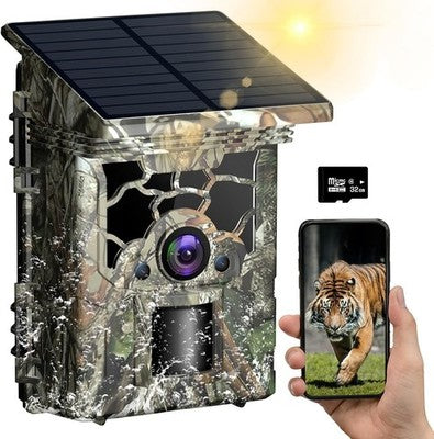 VOTUKU Solar Wildlife Camera 4K 46MP WiFi BT IP66 32GB SD Card