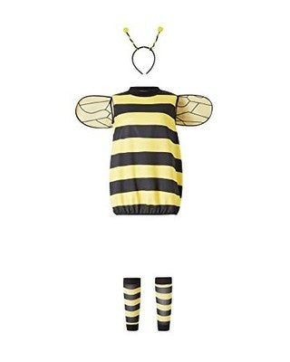 Bee Cosplay Costume Set Dress Wings Headband Leg Sleeves Yellow Kids XXL