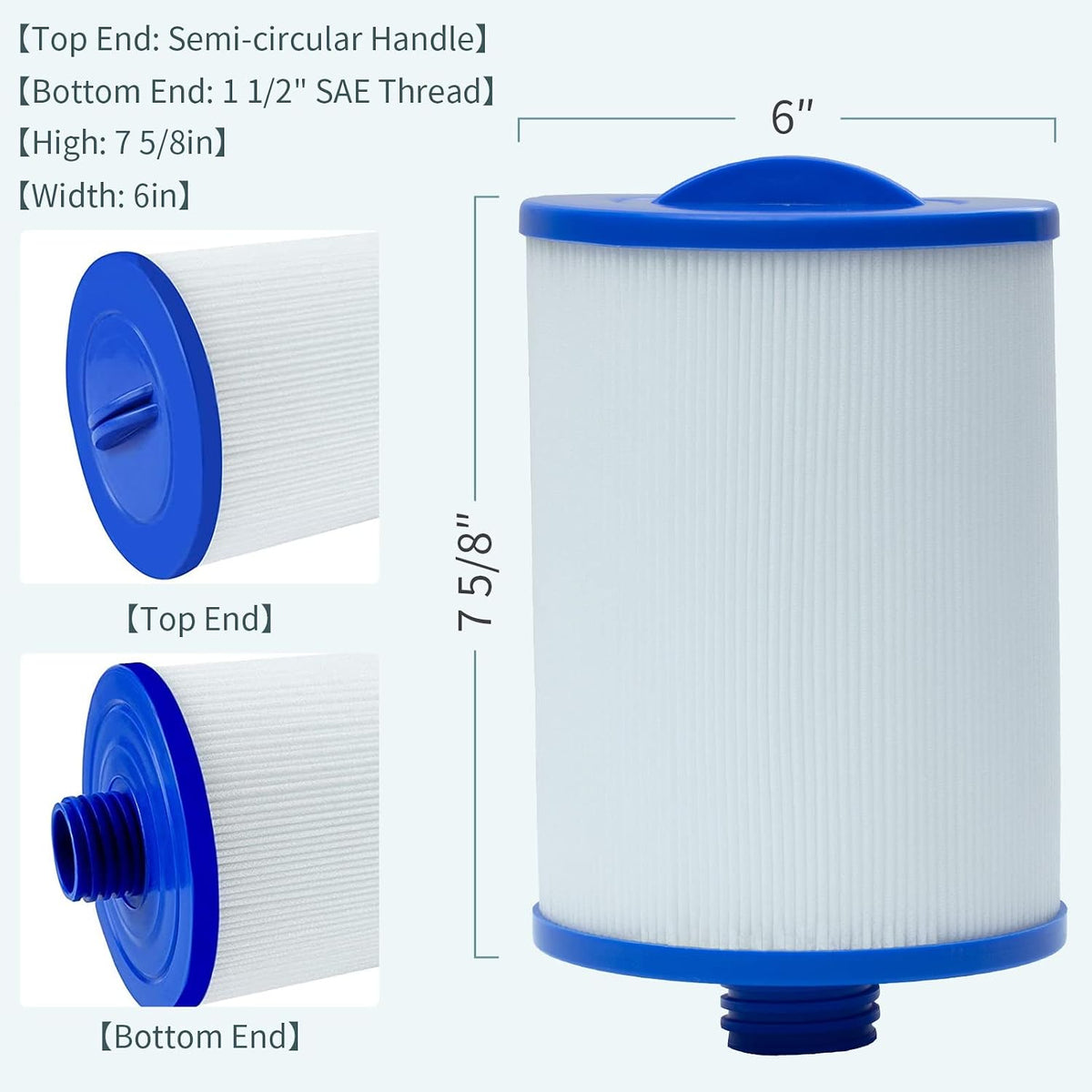 Spa Filter Cartridge for Unicel 6CH-940, Pleatco PWW50P3, Filbur FC-0359 2 Pack