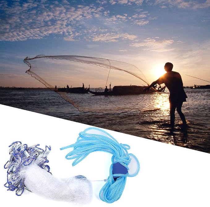 Alvinlite Portable Hand Throw Fishing Cast Net, Mesh Design