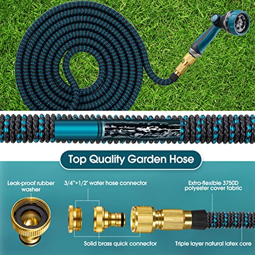 JUNEBOW 50ft Expandable Garden Hose, 10 Function Nozzle