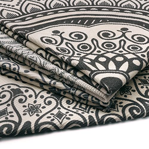 Yomshi 4ft Circle Rug Round Area Rug Cotton Woven Rug With Tassels Boho Rug