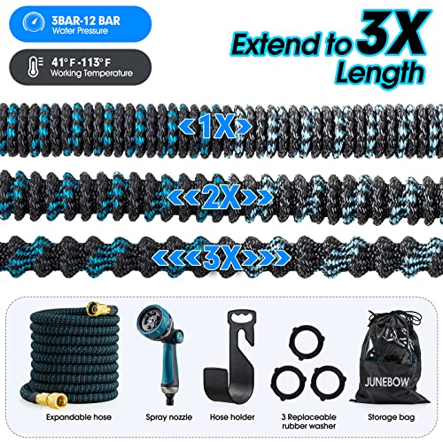 JUNEBOW 50ft Expandable Garden Hose, 10 Function Nozzle