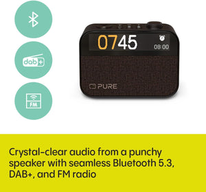Pure MOMENT DAB+ Alarm Clock Radio with Bluetooth, Black