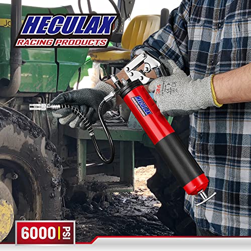 Bravex Heavy Duty Pistol Grip Grease Gun 18in Flex Hose Red