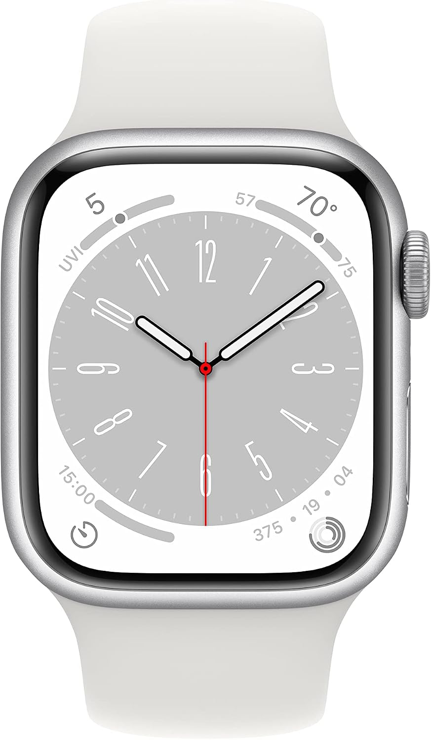 Apple Watch Series 8 (GPS + LTE, 41mm) Silver Aluminium + White Sport Band