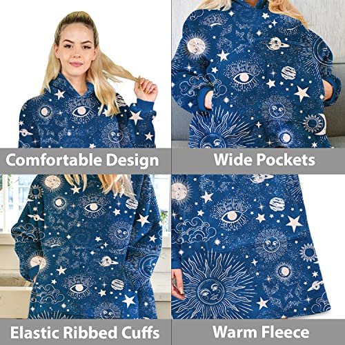 Allen & Mate Oversized Hoodie Blanket Fleece Dressing Gown Blue Space