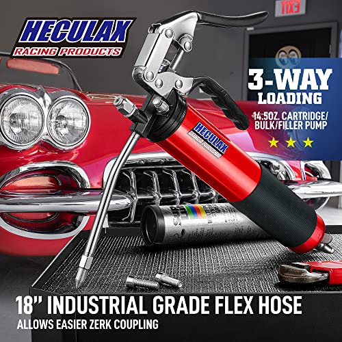 Bravex Heavy Duty Pistol Grip Grease Gun 18in Flex Hose Red
