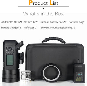 Godox AD400Pro Witstro All-in-One Outdoor Flash, TTL, HSS, 2.4G Wireless X