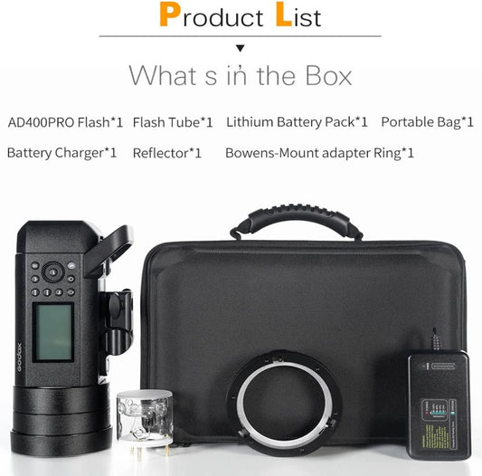 Godox AD400Pro Witstro All-in-One Outdoor Flash, TTL, HSS, 2.4G Wireless X