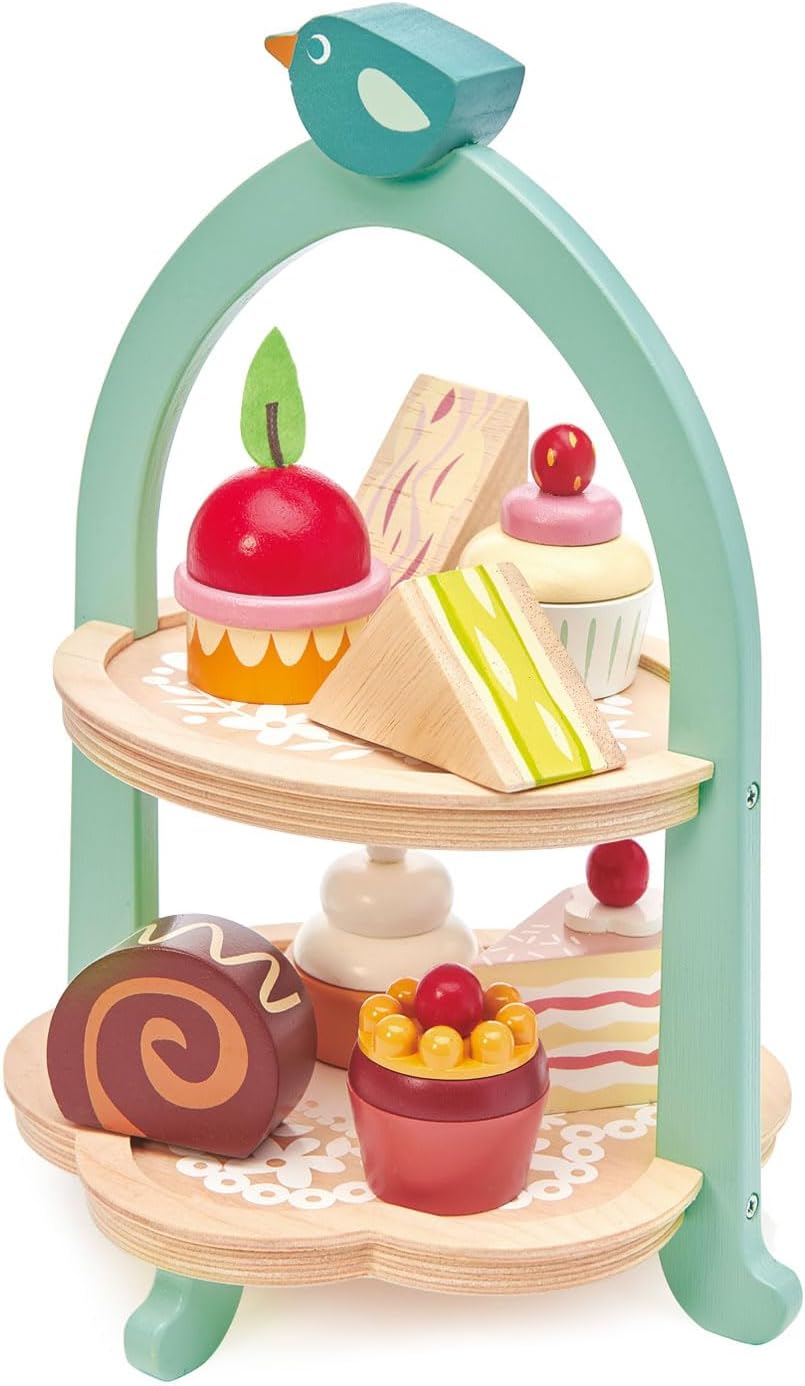 Tender Leaf Toys Mini Chef Birdie Afternoon Tea Stand Wooden Toy