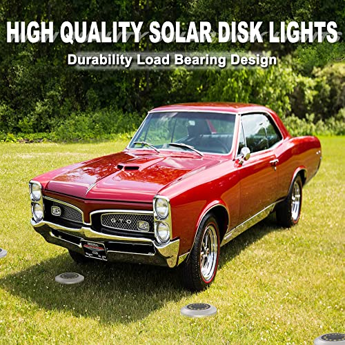 Solar Ground Lights 8 Pack 16 LED IP65 Waterproof Disk Path Lights Warm White - view 6