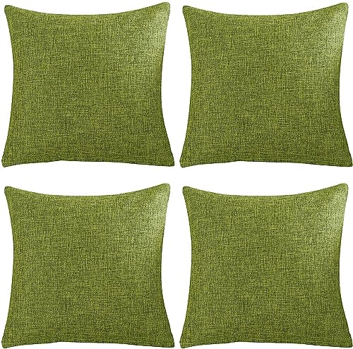 Gonove Cushion Covers 60x60cm Cotton Linen Set of 4 Light Green