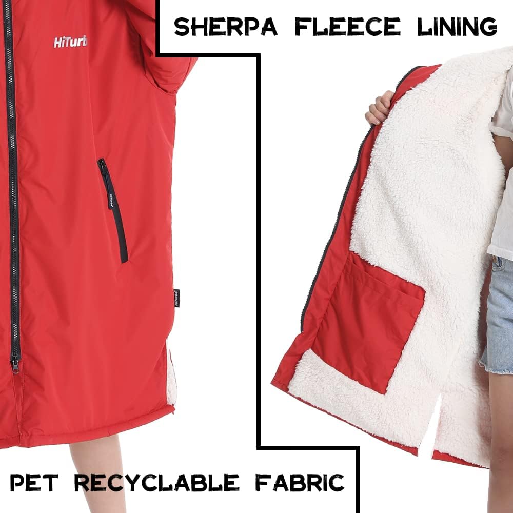 Microfibre Towel Poncho, Red - Quick Dry Changing Robe for Surfers