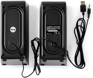 Nedis 18W 2.0 Gaming PC Speakers USB 3.5mm Stereo Volume Control Black