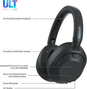 Sony ULT Wear Wireless Bluetooth Noise-Cancelling Over-Ear Headphones Black