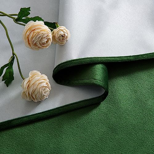 Miulee Velvet Blackout Curtains, Thermal Insulated, Dark Green, 2 Panels