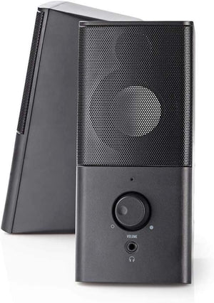Nedis 18W 2.0 Gaming PC Speakers USB 3.5mm Stereo Volume Control Black