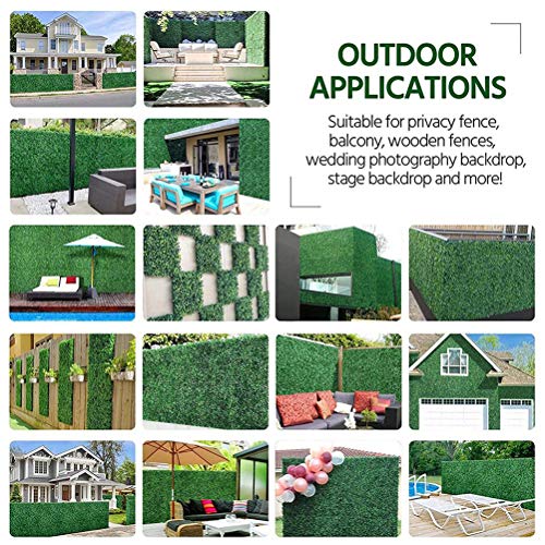 Artificial Hedge Panels 40 x 60cm Faux Ivy Leaf Roll Privacy Screening Green - view 5