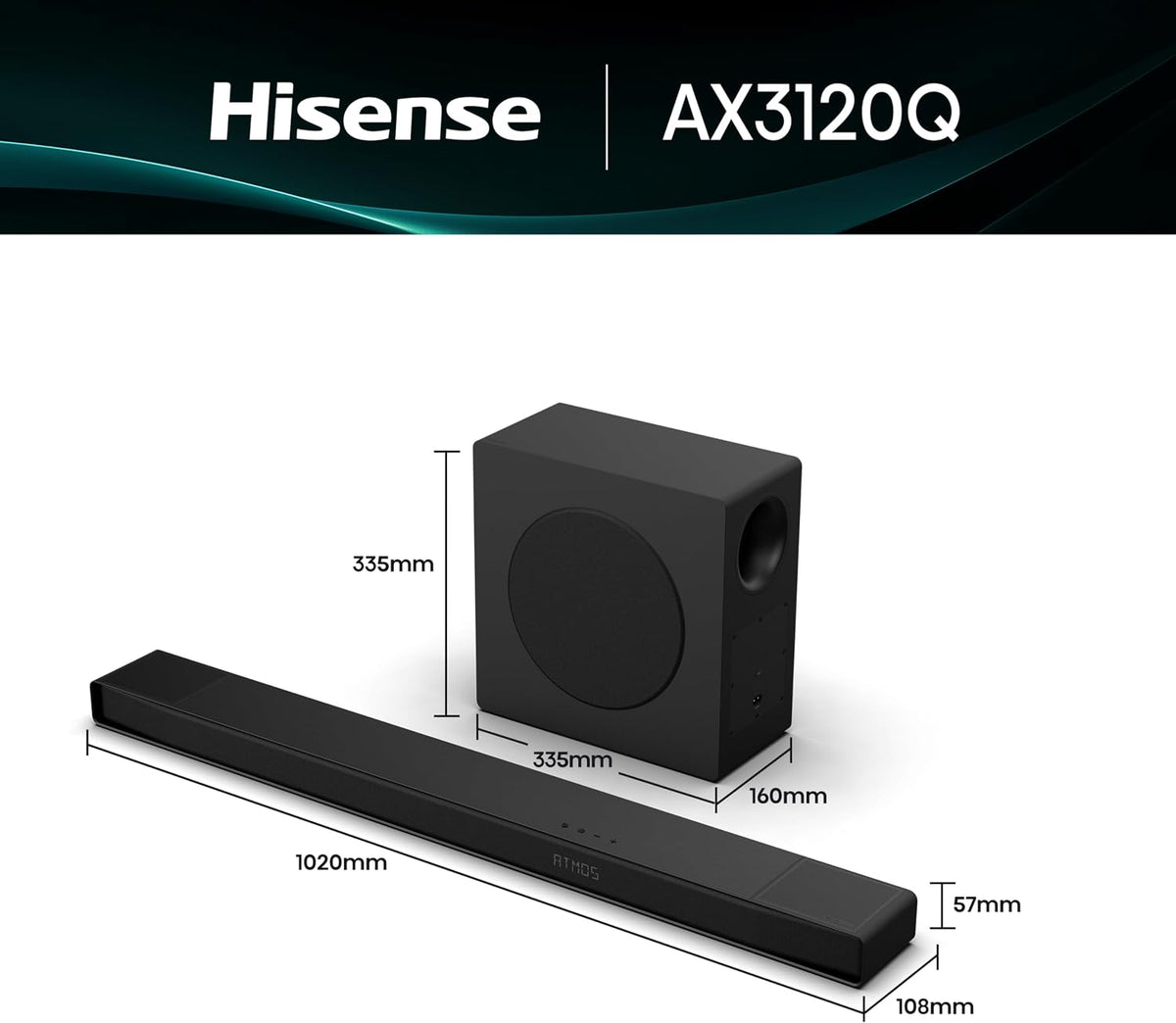 HISENSE AX3120Q 3.1.2 Wireless Sound Bar with Dolby Atmos & DTS Virtual:X
