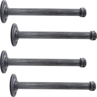 LINKPIPES 4 Pack Floating Shelf Brackets Industrial Pipe 10in Black Grey