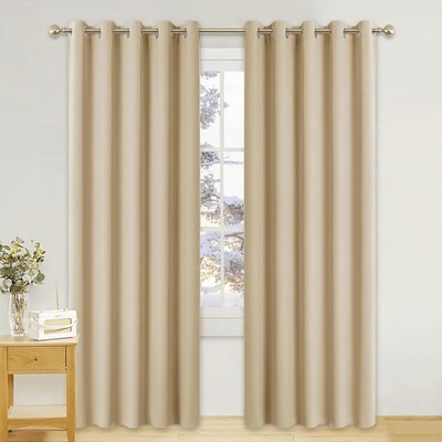 PONY DANCE Eyelet Curtains 66x90" 2 Pack Light Blocking Biscotti Beige