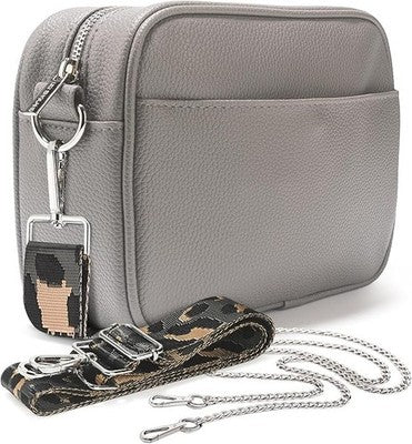 Lily England Women's Crossbody Bag Adjustable Wide Strap & Chain Black