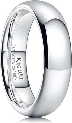 King Will Men's 6mm Tungsten Carbide Ring High Polish Comfort Fit Band Sz 10