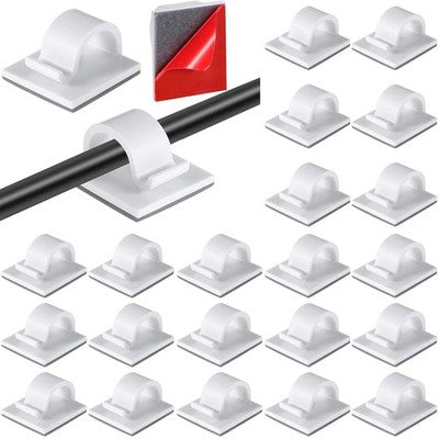 240pcs Adhesive Cable Clips R-Shape Cord Organizer Large White