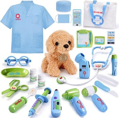 Doctors Set for Kids Pretend Vet Play Set with Plush Dog Toys 3-6 Years